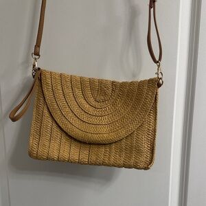 Elegant Tan Woven Shoulder Bag